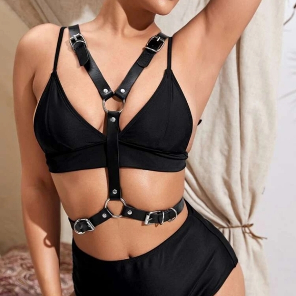 Beautiful gothic black vegan leather angel wings harness! Nwot, sizes XS-XL! - Picture 2 of 7